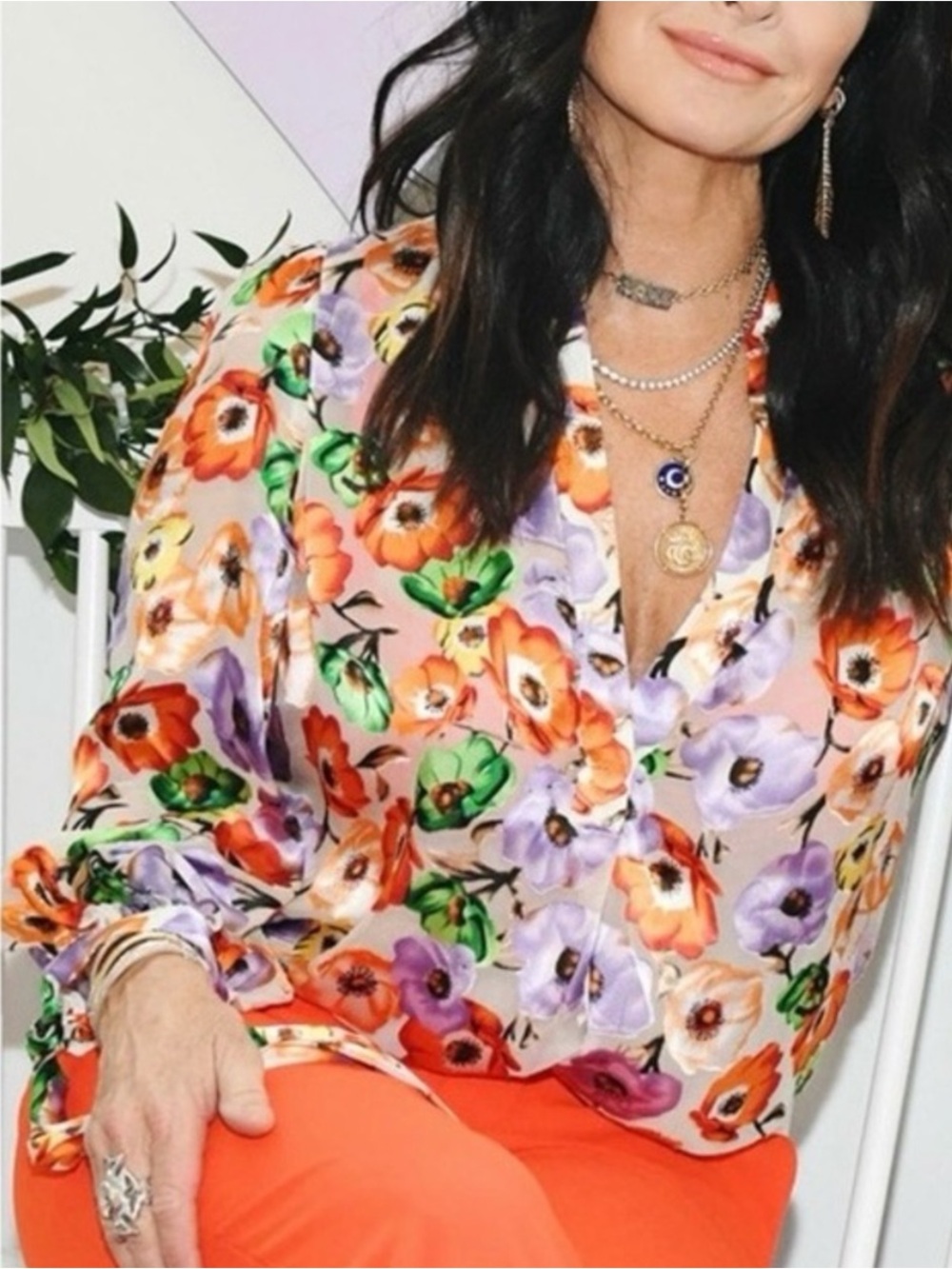 NWT🔥Alice + Olivia Trista Floral Cross Front Wrap Blouson Top | Sz S